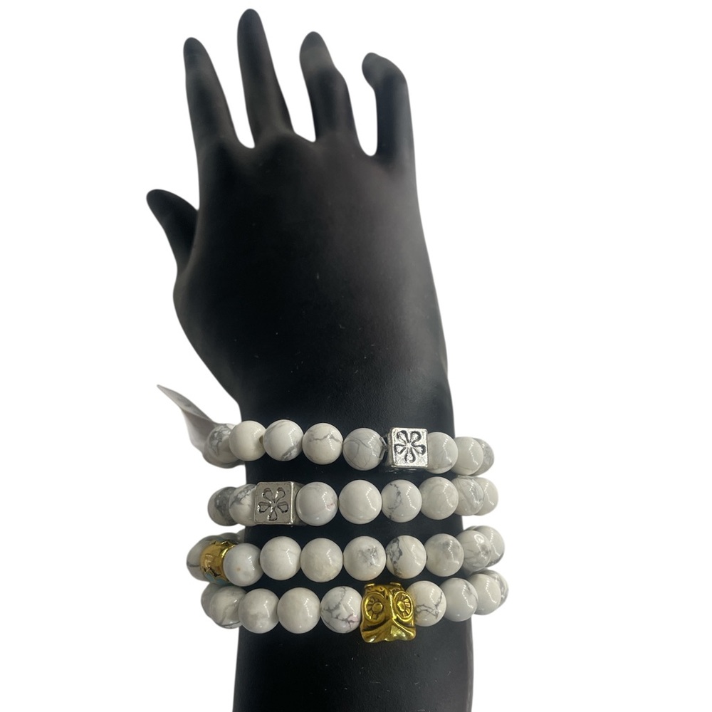 Howlite White,Grey, gemstone, Bracelet - Picture 2 of 7